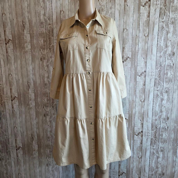 Women's Millenium Beige Button Down Dress Size S - Picture 1 of 8